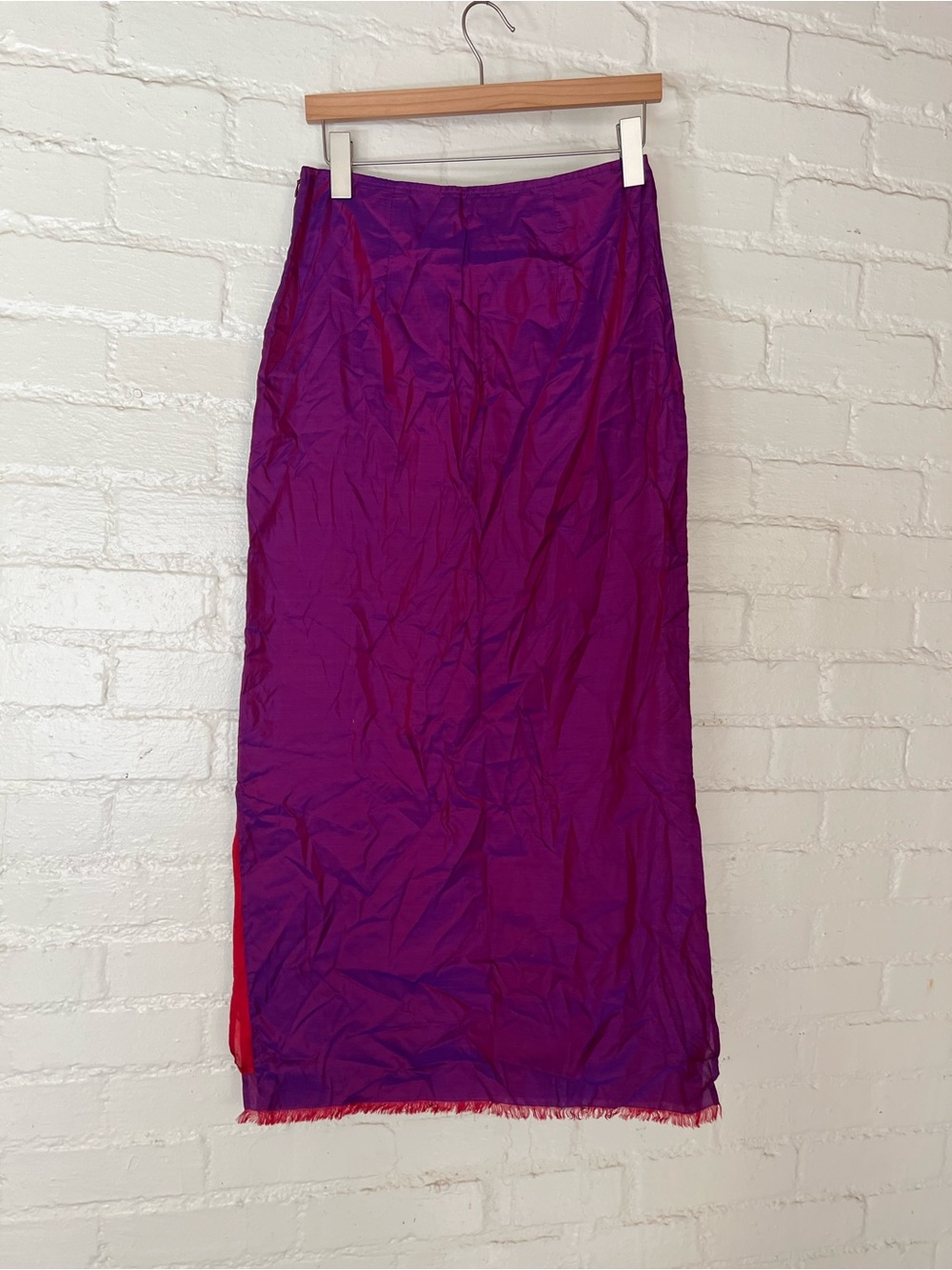 Vintage Free People Silk Maxi Skirt Vibrant Purple Lined Size 7